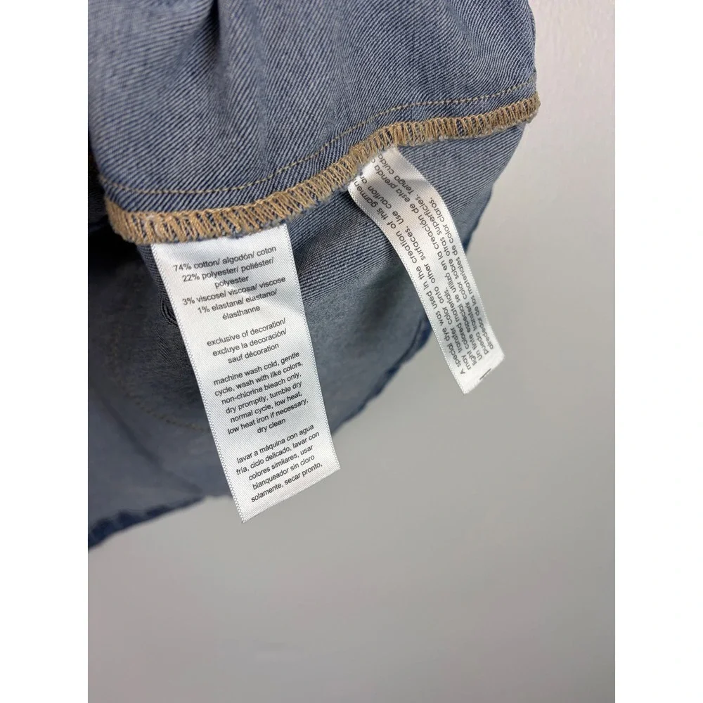 Nautica Denim Vest Button Front Blue Size Large Quiet Luxury Western Boho Top - Picture 3 of 5